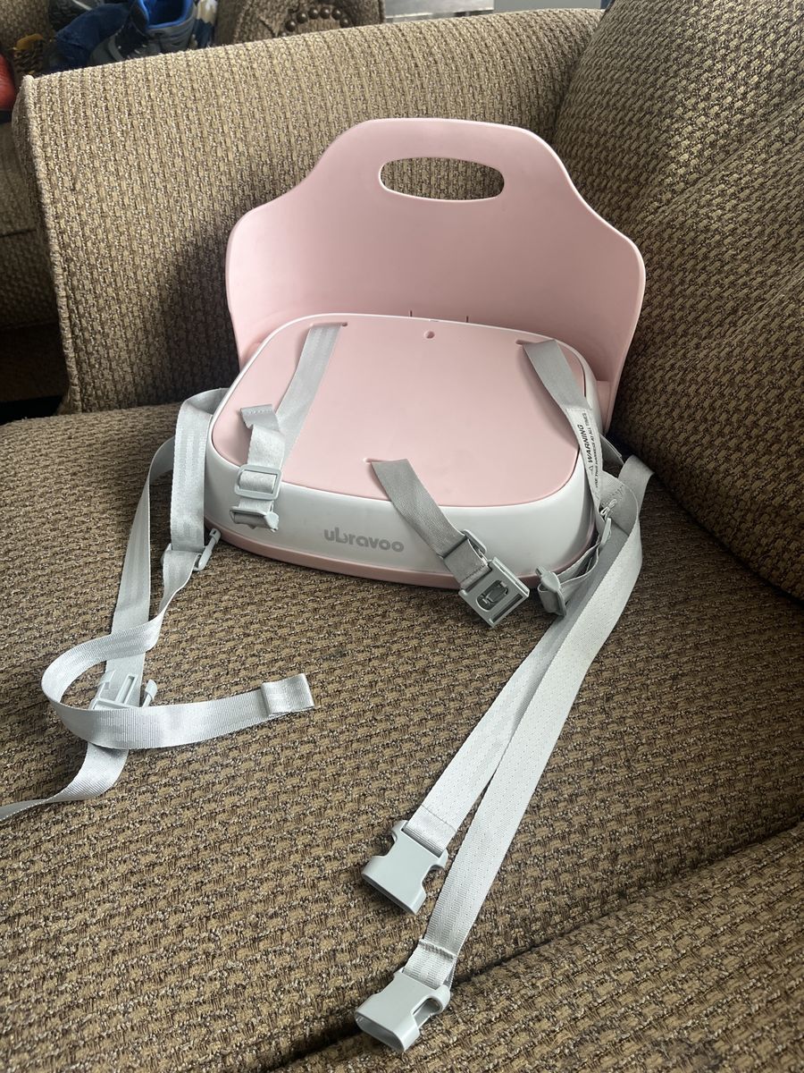Ubravoo Pink Baby Portable Booster Seat - Adjustable Straps for Secure Dining