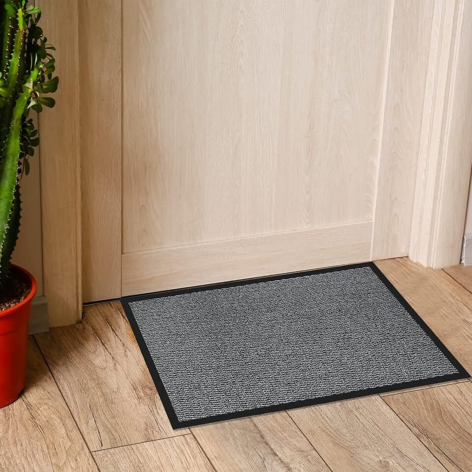 Indoor & Outdoor Grey 60"x70" Doormat - Non Slip Rubber Back Floor Mat - Super Absorbent Heavy Duty Door Mat,...