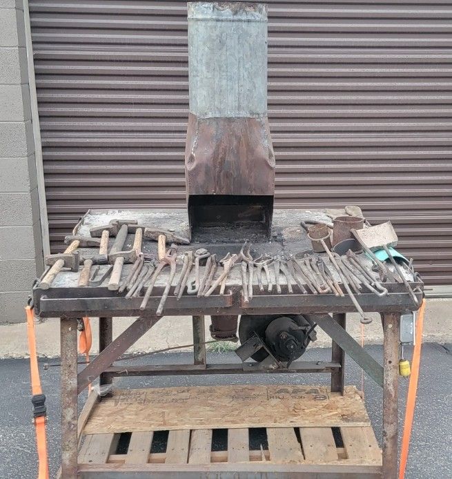 Blacksmith Forge w/ Blower + 20+ Tongs & Tools – Complete Setup