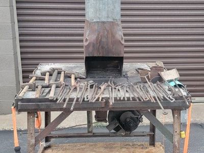 Blacksmith Forge w/ Blower + 20+ Tongs & Tools – Complete Setup