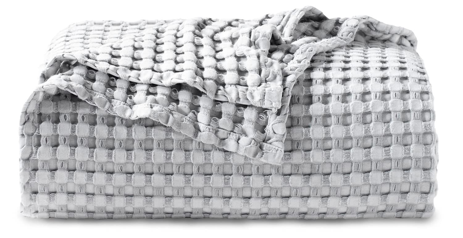 New! Bedsure Cooling Cotton Waffle Weave Blanket - Lightweight Breathable Blanket of Rayon Derived from Bamboo for Hot Sleepers,