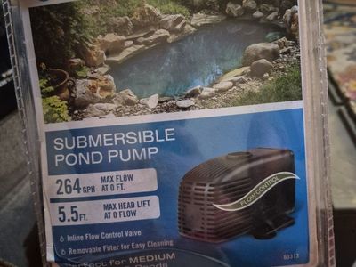CreekStone Submersible Pond Pump - 264 GPH, 5.5 ft Max Head, Inline Flow Control & Removable Filter