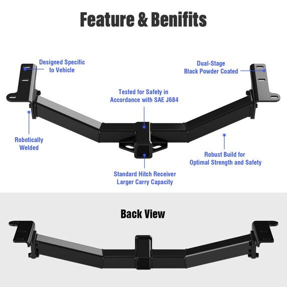 APS Assembly Class 3 Trailer Hitch 2 Inches Receiver Tube Towing Hitch Compatible with Journey 2009-2020 HT-X30201