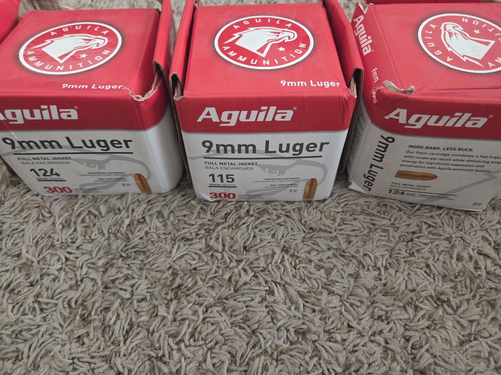 Aguila 9mm 115gr and 124gr w/American Eagle Brass Ammo - 1000rounds