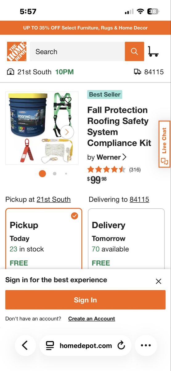 Werner Fall Protection Roofing Safety System Compliance Kit - New, Complete