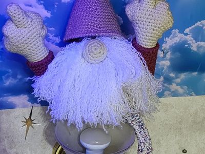 Handmade Crocheted Gnome Figurine with Middle Fingers