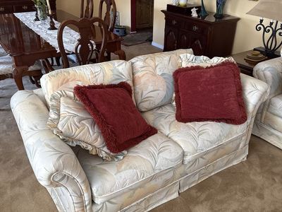 Flowered sofa and love seat