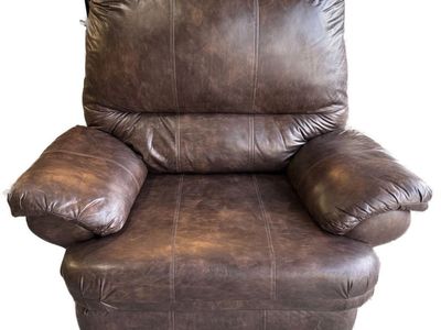 Plush Brown Faux Leather Recliner Armchair (Stratolounger)
