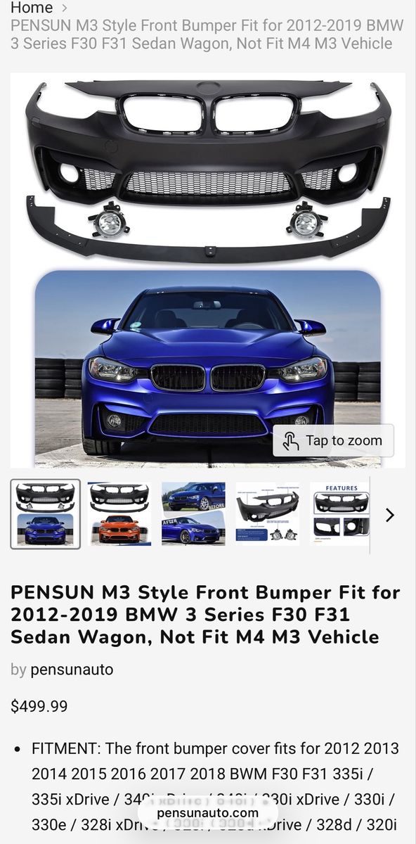 2012-19 BMW 3 Series M3 Front Bumper Cover F30 F31