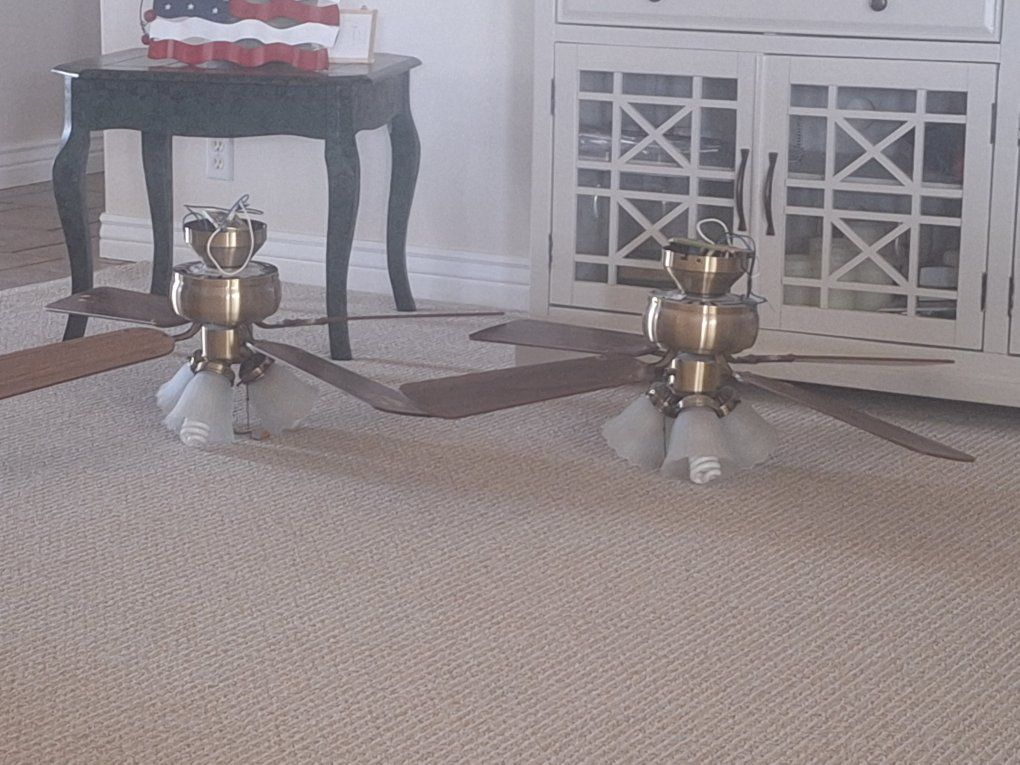 Brass Ceiling Fan with Light Kit, 4-Blade with Reversible Blades, 3-Light Fixture