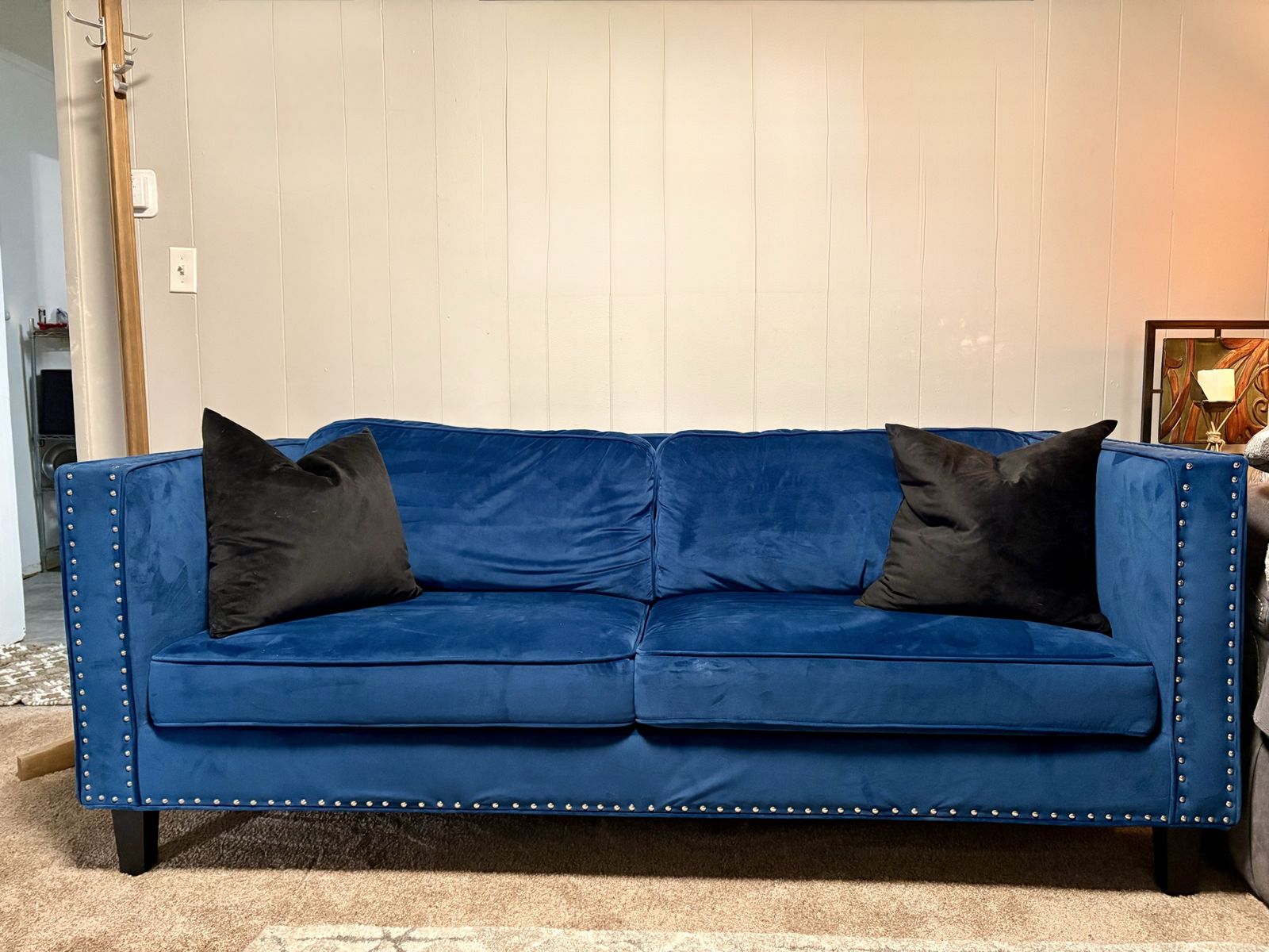 Beautiful Blue Velvet Couch will deliver in salt lake valley  $175