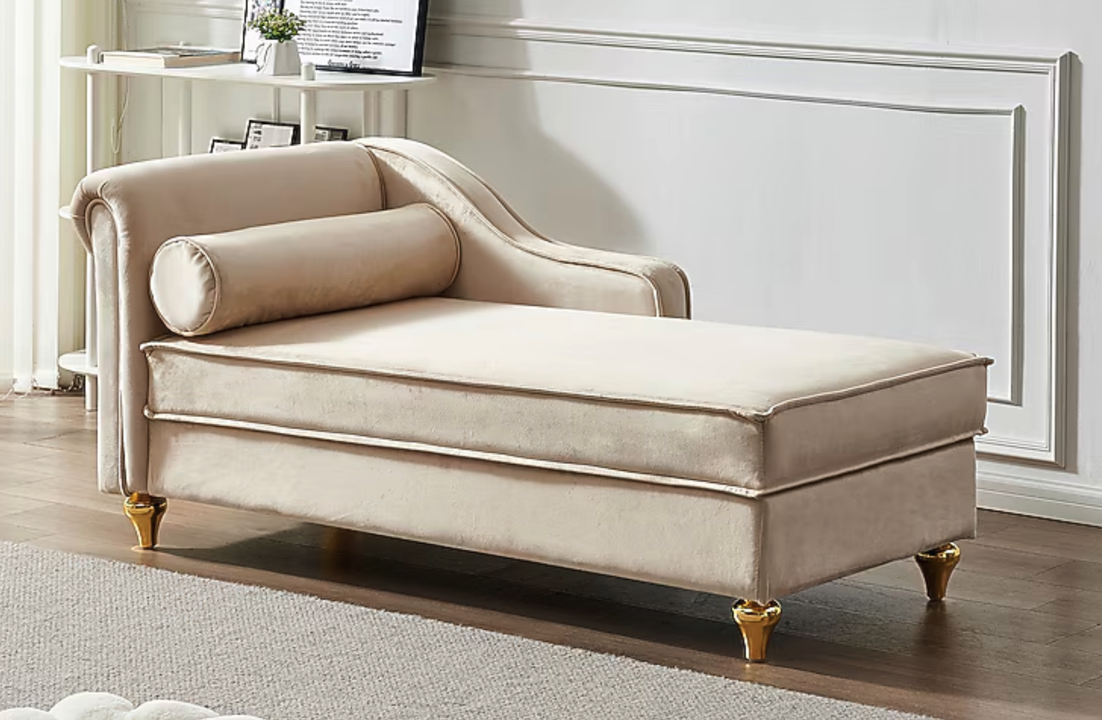 New in Box.Storage Chaise Lounge, Velvet Upholstered Sofa Recliner Lounge Chair with Pillow f