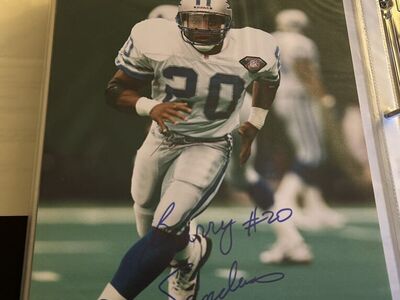 Barry Sanders Autograph Football Lions 8x10 Auto