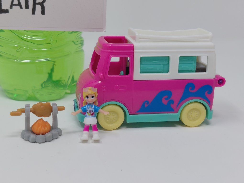 ️ Polly Pocket Camper Van with Figure & Campfire!