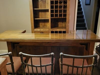 WOOD BAR AND WINE CABINET -TWO SEPARATE PIECES OF FURNITURE
