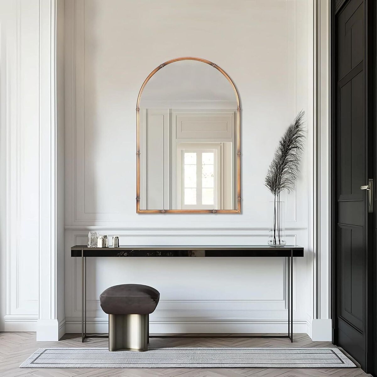 Brand new beautiful distressed, arched mirror