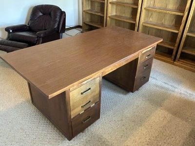 Matching Sturdy Oversized Office Desk and Credenza