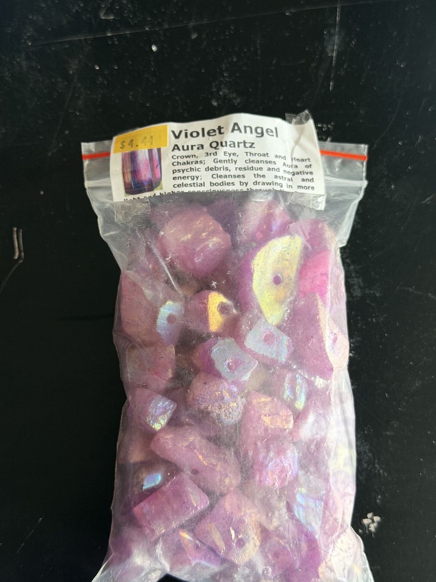 Violet Angel Aura Quartz Stones - Crown, 3rd Eye, Throat, Heart Chakra Cleansing