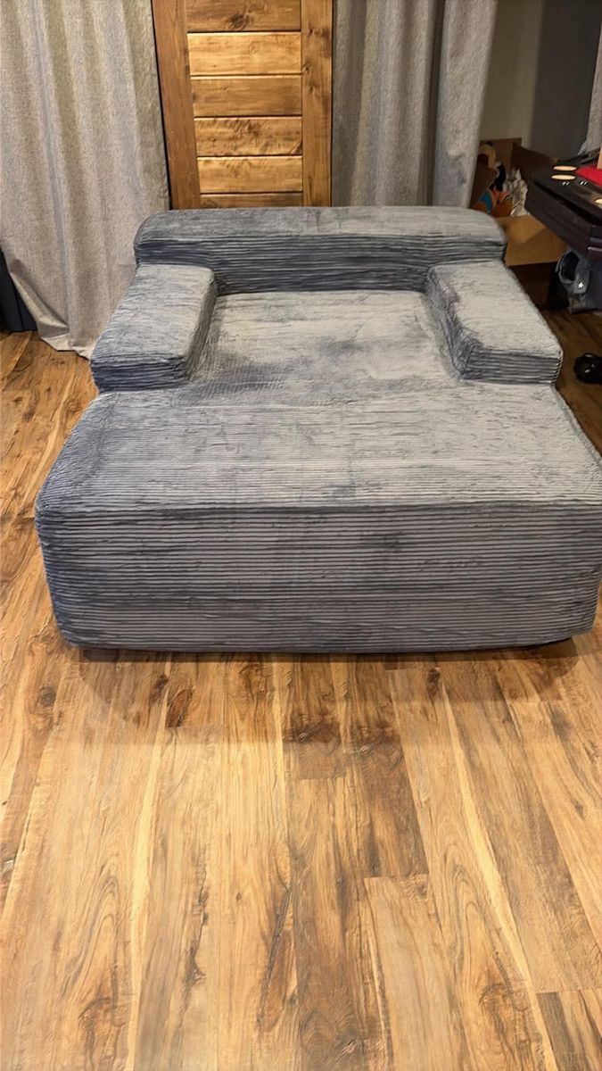 Ultra-Cozy Gray Corduroy Floor Lounger & Daybed (66" x 48")