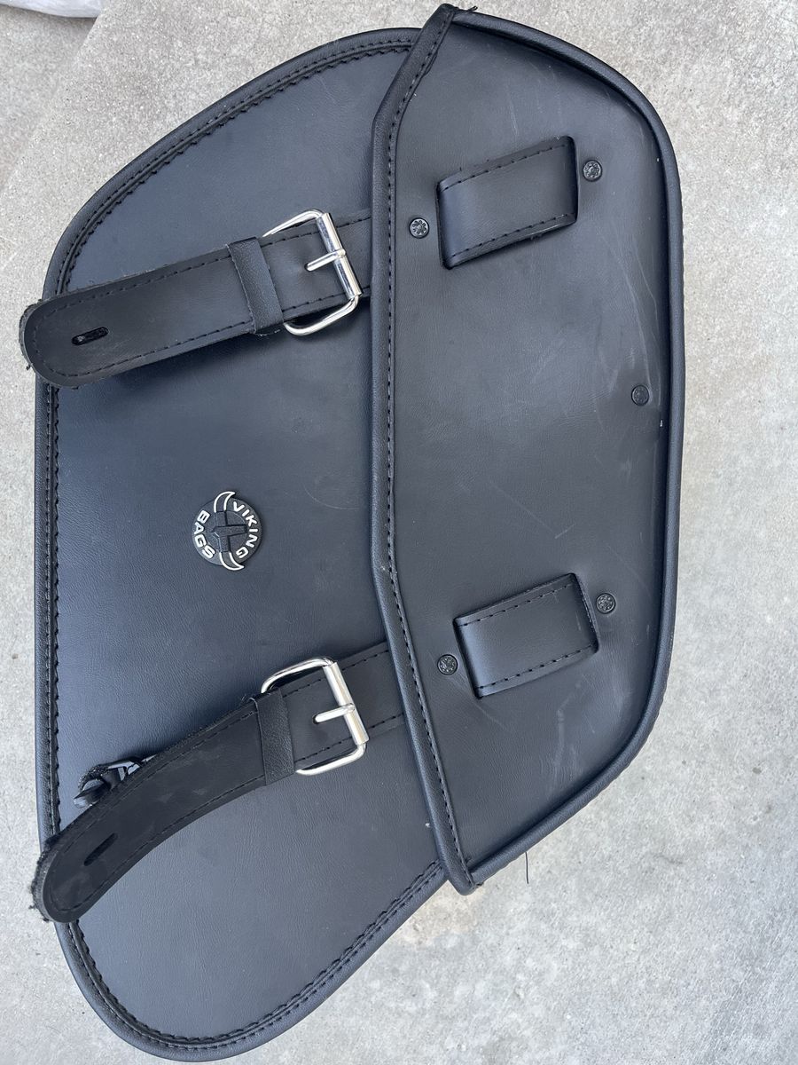 Viking Bags Black Leather Motorcycle Saddlebags (Pair)