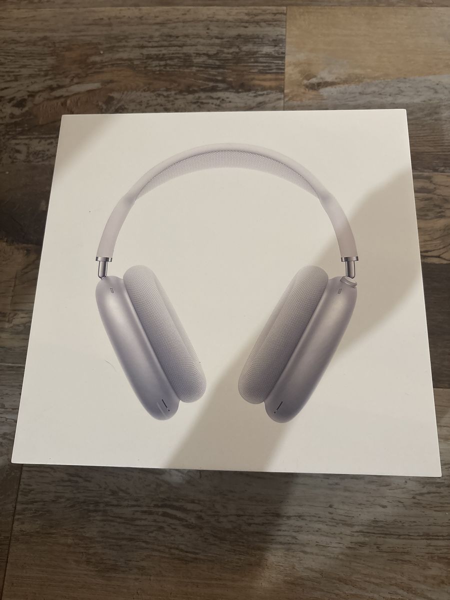 Brand new white AirPod max, open just for pictures