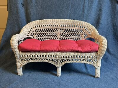 Small Wicker Bench With Cushion