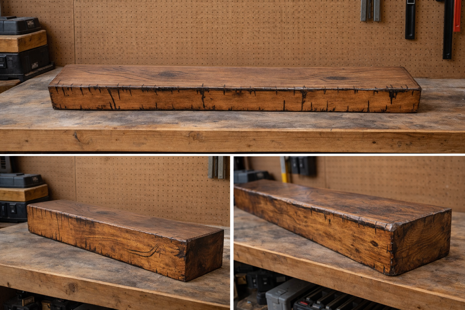 Handcrafted Rustic Wood Mantel – Floating Beam + Mounting Block (Easy Install)