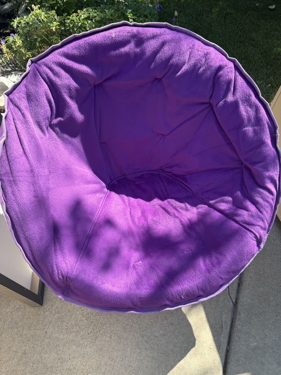 Purple Plush Folding Saucer Chair