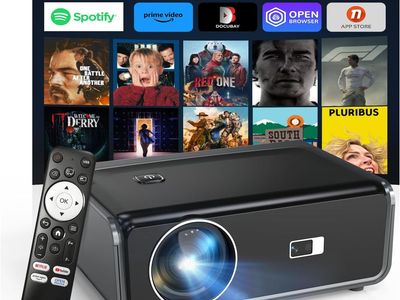 NEW Compatible with Netflix/High Brightness Smart Projector with WiFi 6 Bluetooth 5.3, 4K Outdoor Movie Projector