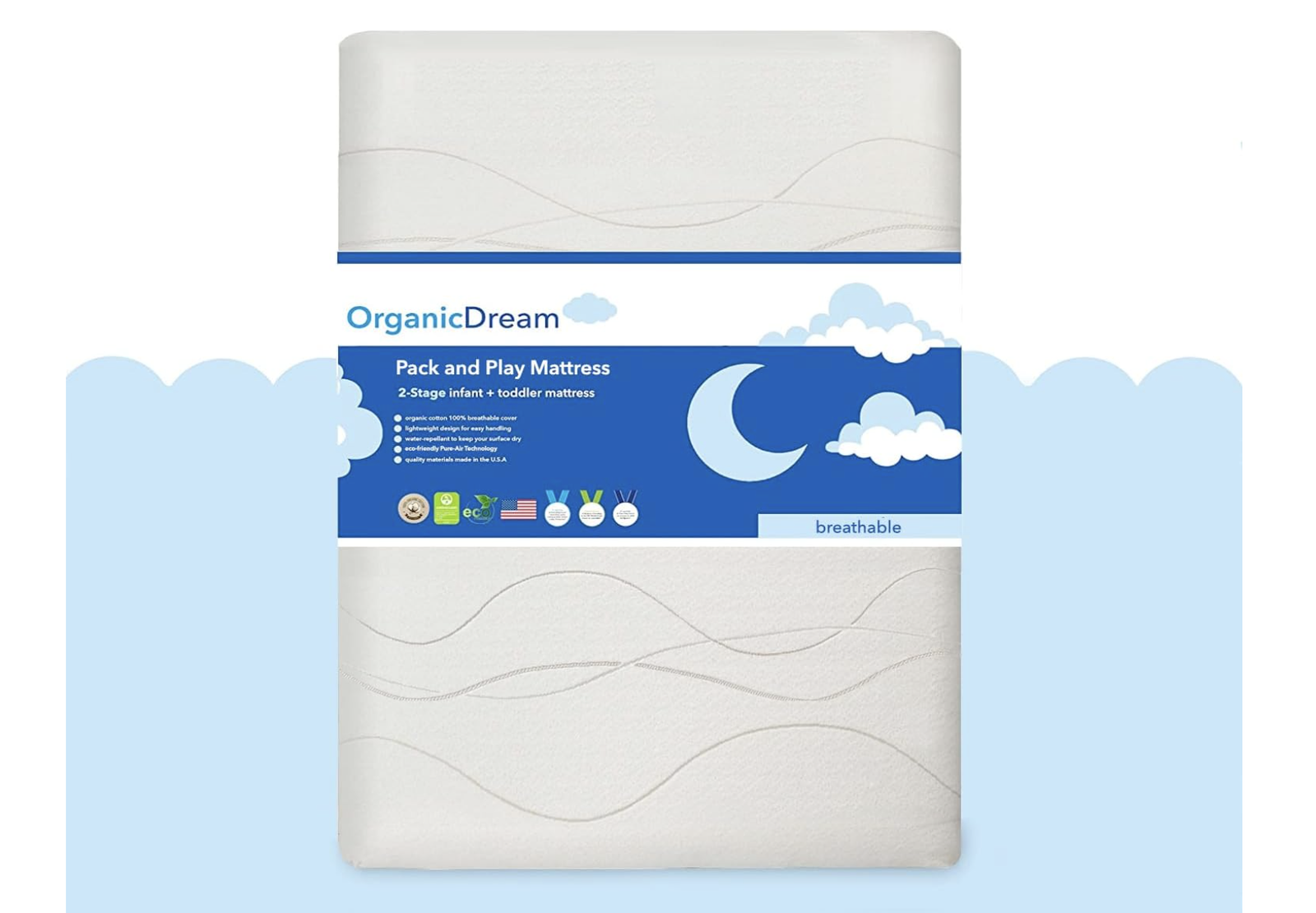 New in Package ORGANICDREAM Deluxe Pack & Play Mattress I 2-Stage Dual-Sided38"L x 1.5"W x 26"