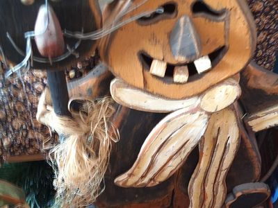 Halloween standing wooden pumpkin head guy