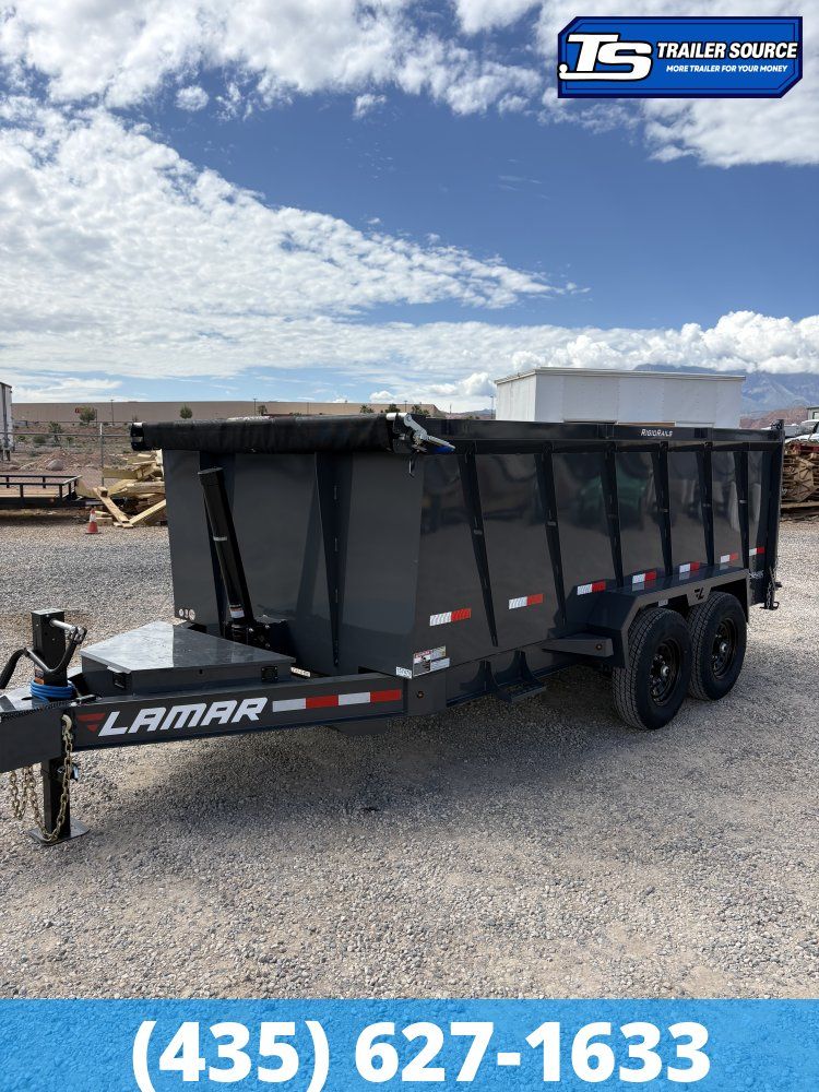 7x16 Lamar DT Dump Trailer - 48" Sides - 14K GVWR - Telescopic