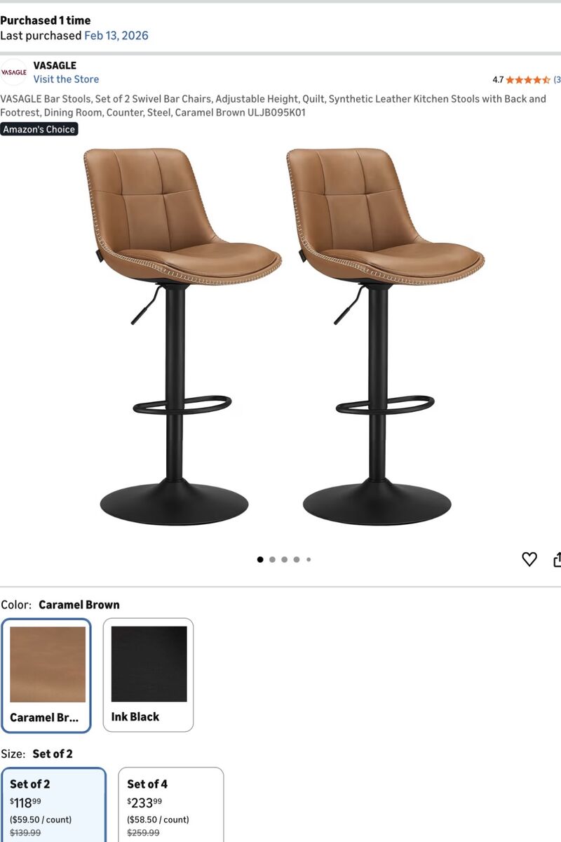 Barstools.. set of x2 adjustable height. New in box!!!