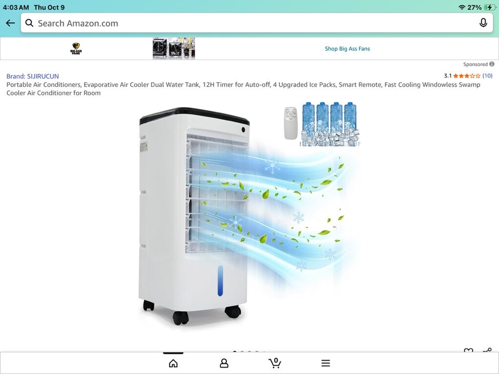 Portable Evaporative Air Cooler – JDAC75R 