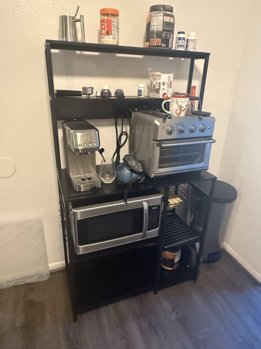 Black Kitchen Storage Stand with Shelves