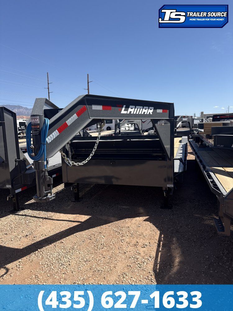 8.5x36 Lamar H8 Gooseneck Wide Body w/ Drive Over Fenders Equipment Trailer - 15.7K GVWR - 14 Ply Tires