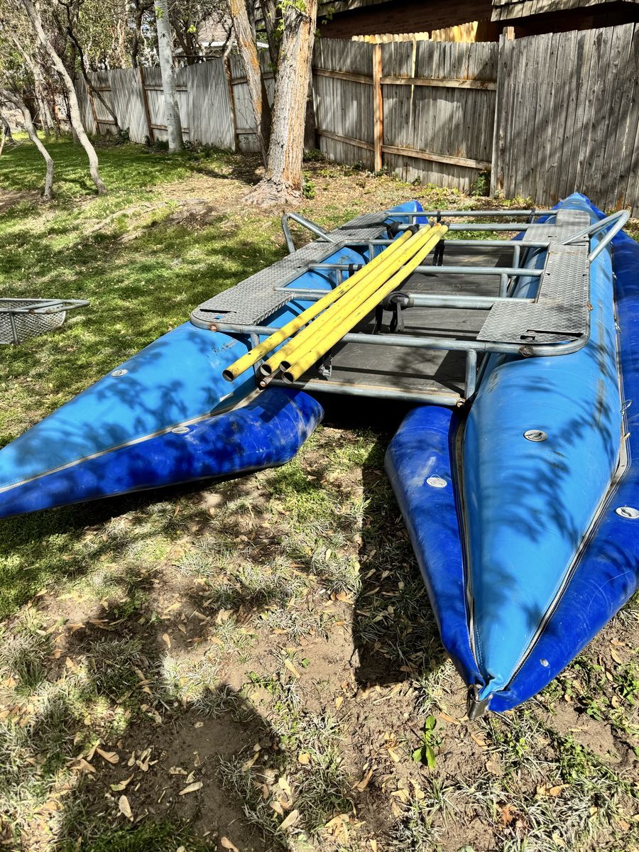 Aire Tiger 18’ Cataraft frame oars raft whitewater
