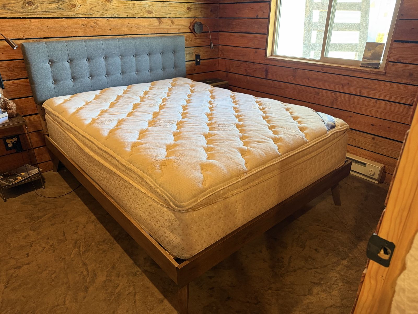Minimalist Bed Frame with Upholstered Headboard