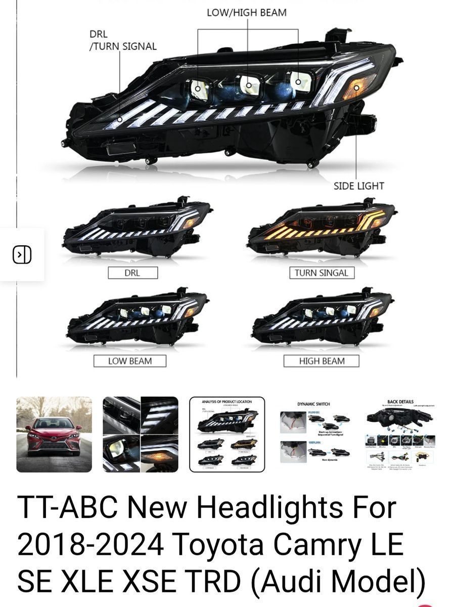 Headlights for 2018-2024 Toyota Camry