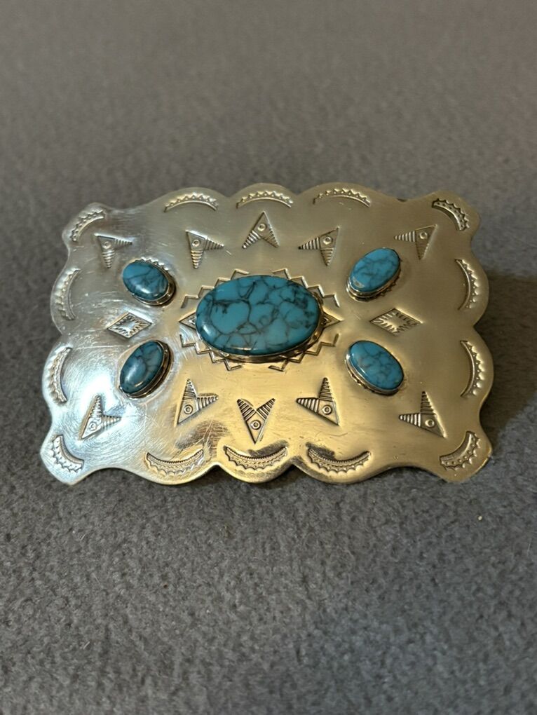 Sterling Silver and Turquoise Belt Buckle