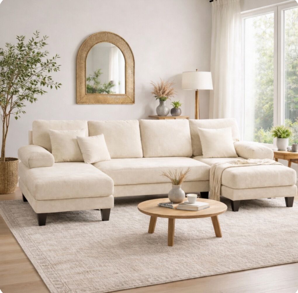 NEW 112 Cream U-Sectional Velour Chenille Fabric