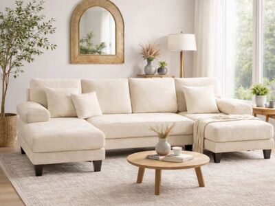NEW 112 Cream U-Sectional Velour Chenille Fabric