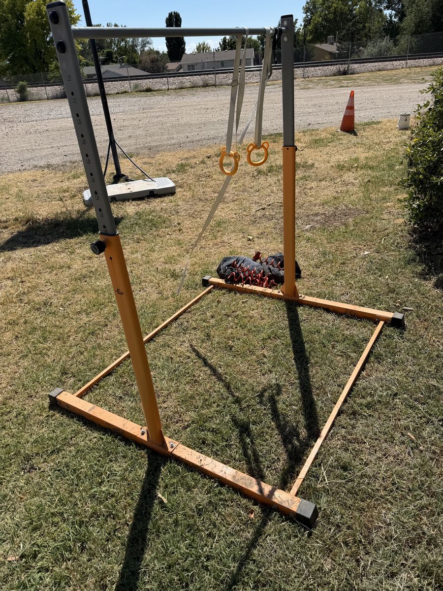 DINOFITNESS GB001 Kids Adjustable Gymnastics Horizontal Bar - Orange, 11 Levels, 300lbs Capacity