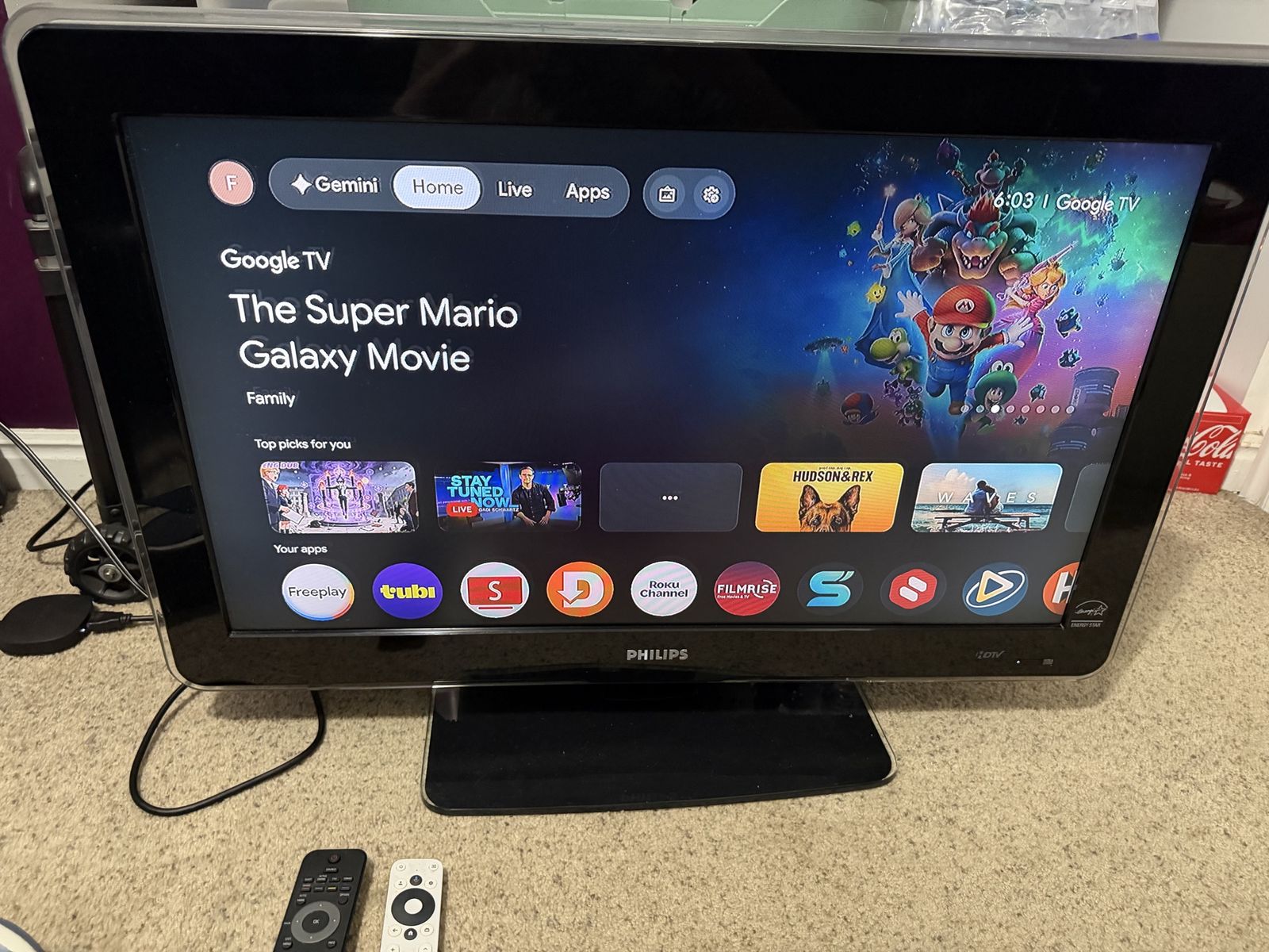 Philips 720p HDTV with Onn Google TV HDMI Stick & Remotes 32inch screen