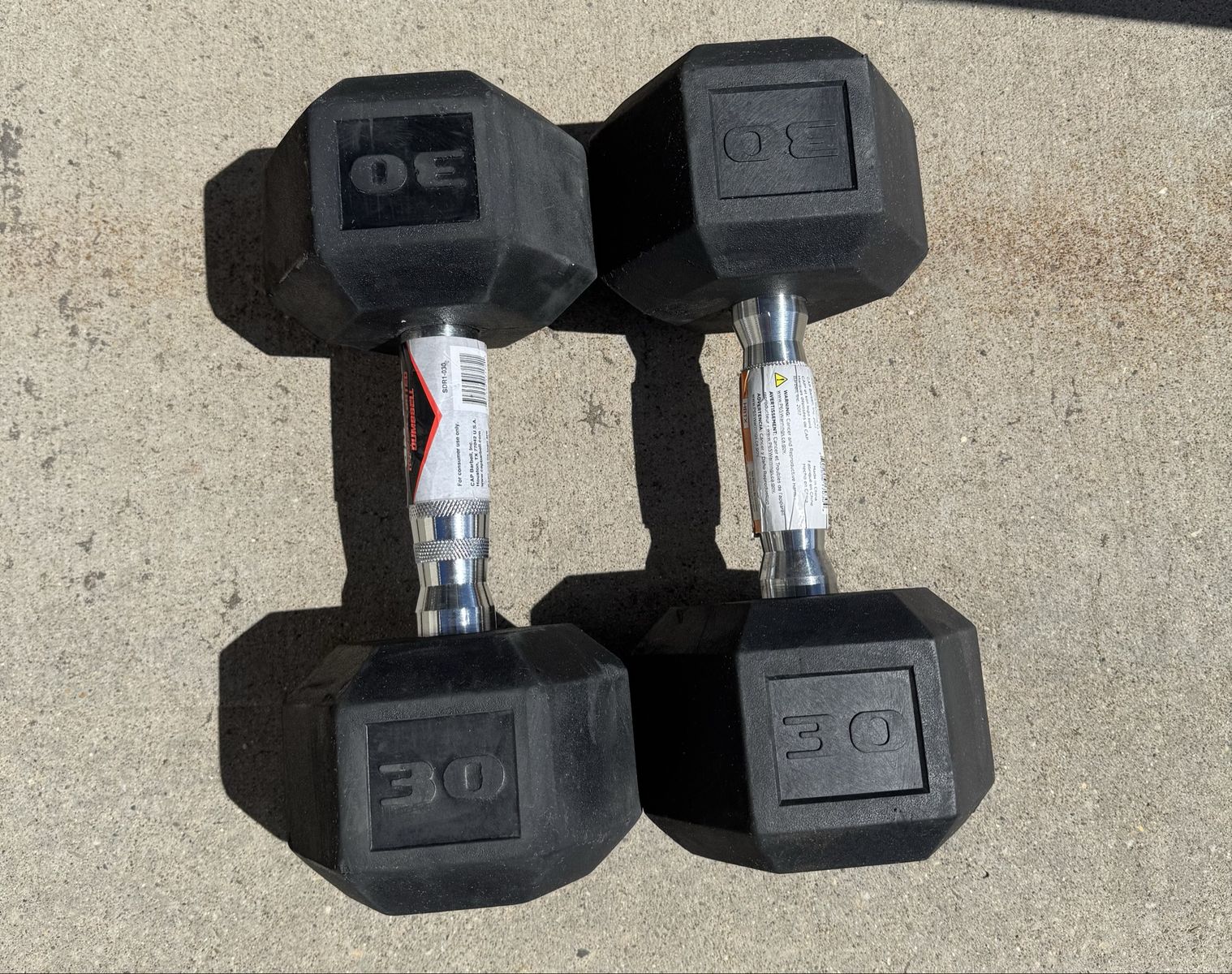 CAP Barbell Hex Rubber Dumbbells - 30 lbs Pair, New Condition
