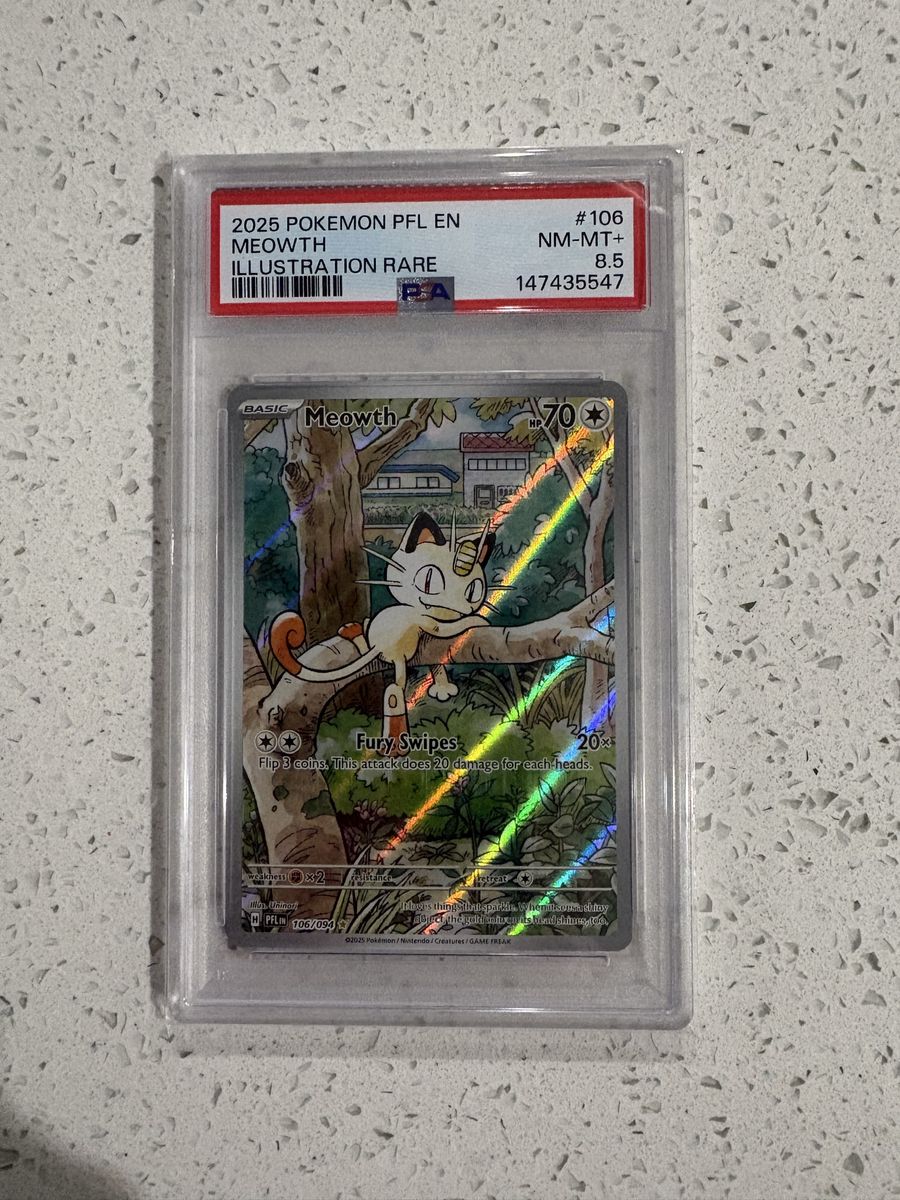 2025 Pokemon Meowth Phantasmal Flames 106 094 Illustration Rare PSA Near Mint TCG