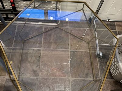 Modern Gold Metal & Glass Coffee Table