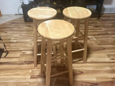 Set of 3 Wood Bar Stools
