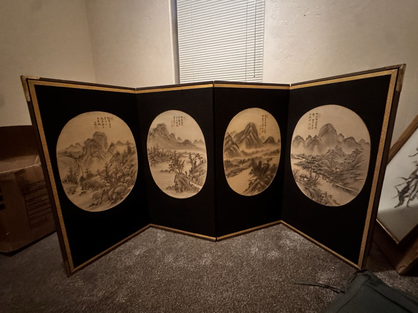 Korean 4-Panel Folding Tabletop Screen - museum quality