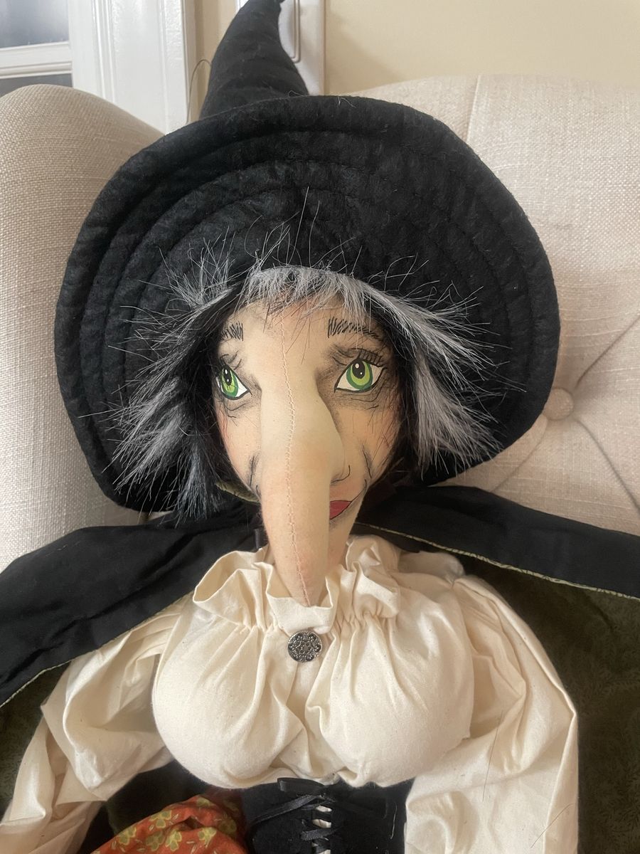Batilda” Witch Art Doll with Crow — Joe Spencer Gathered Traditions | Gallerie II | Large Shelf Sitter